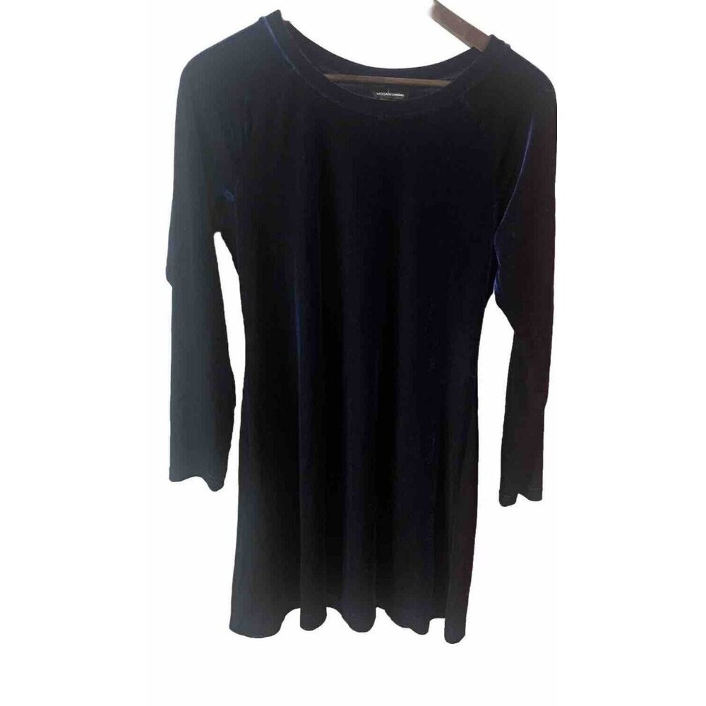 Moda International Midnight Blue Velvet A-Line Mini Long Sleeve Dress MP